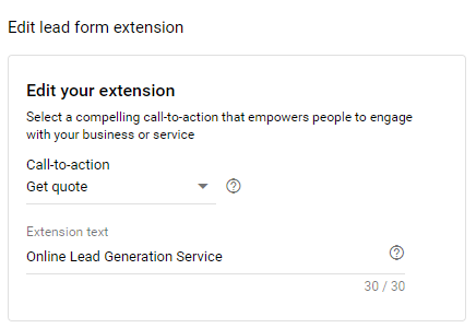 create a lead form generation cta
