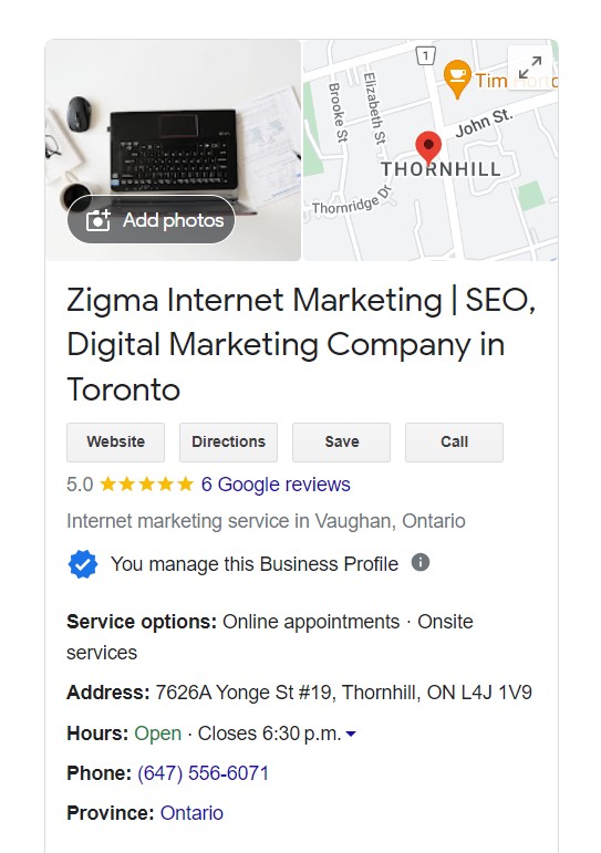 Google Business Profile - Zigma Internet Marketing